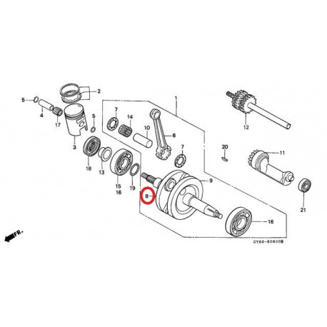 MEDIO CIGÜEÑAL LADO DERECHO PARA HONDA NSR/CRM 75