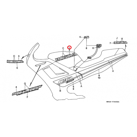 ADHESIVO HONDA LADO DERECHO DE DEPOSITO DE GASOLINA HONDA CBR 600