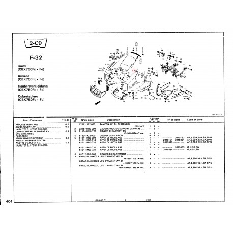 LATERAL CARENADO IZQUIERDO HONCA CBX750F NH104